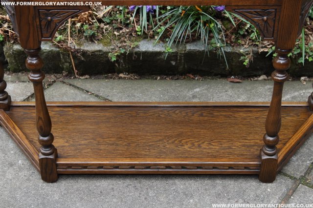 Image 9 of OLD CHARM LIGHT OAK COFFEE LAMP HALL CANTED CONSOLE TABLE