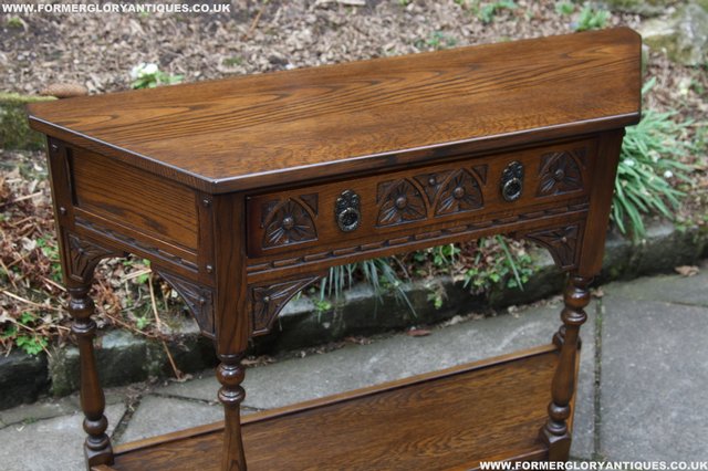 Image 12 of OLD CHARM LIGHT OAK COFFEE LAMP HALL CANTED CONSOLE TABLE