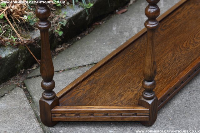 Image 16 of OLD CHARM LIGHT OAK COFFEE LAMP HALL CANTED CONSOLE TABLE