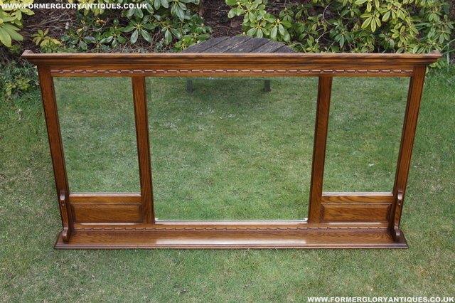 Image 3 of OLD CHARM OAK OVERMANTEL FIRE SURROUND SIDEBOARD HALL MIRROR