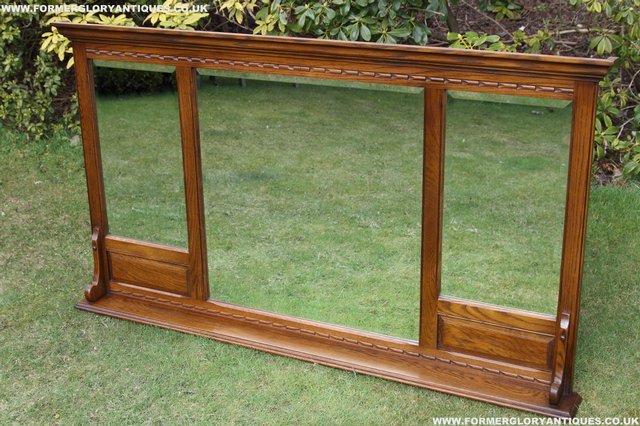 Image 6 of OLD CHARM OAK OVERMANTEL FIRE SURROUND SIDEBOARD HALL MIRROR