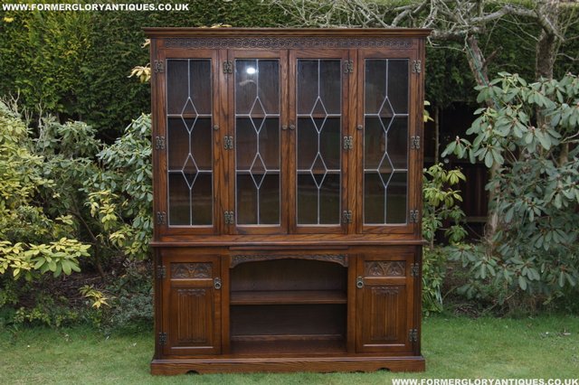Preview of the first image of OLD CHARM LIGHT OAK DRESSER BASE SIDEBOARD BOOKCASE CABINET.