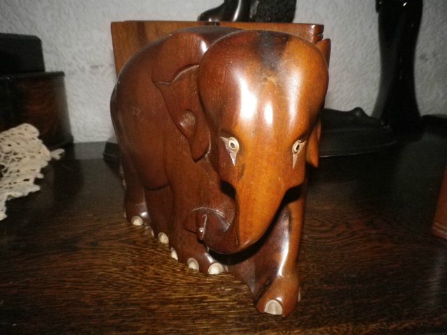Preview of the first image of Elephant carved  Bookends.