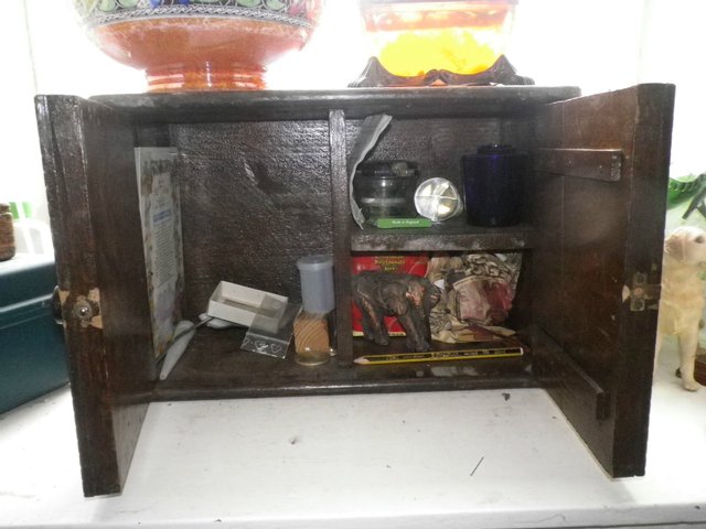 Image 2 of Small Very Old Cabinet 14" wide x 9.5" high 7" deep