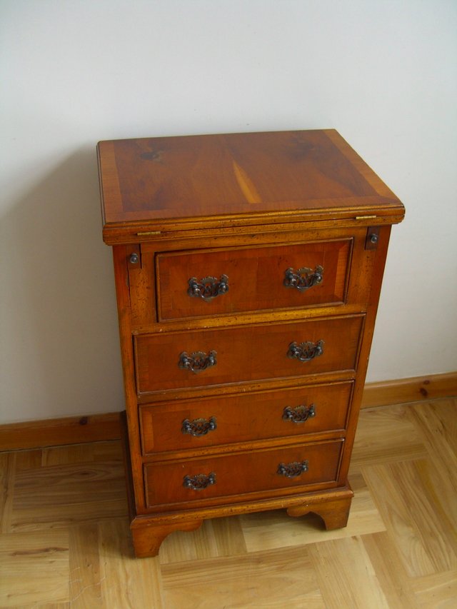 Preview of the first image of Antique Burr Walnut Bachelors Chest of Drawers/Desk.