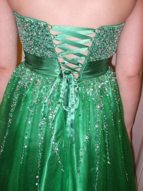 Image 2 of Green sequined prom dress size 10 to 14