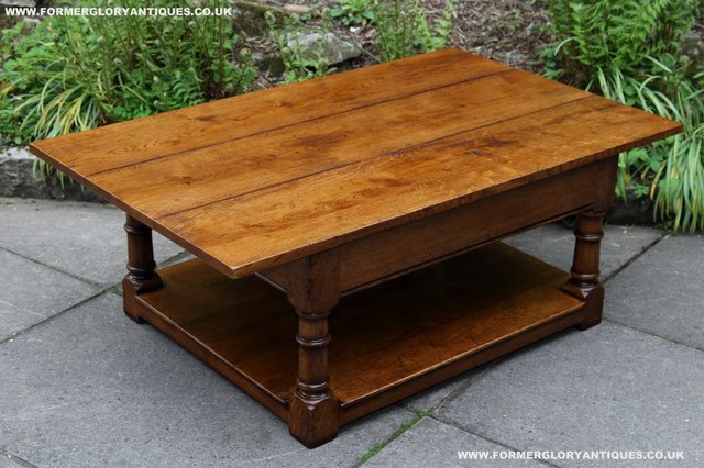 Image 16 of TITCHMARSH GOODWIN STYLE OAK POTBOARD SIDE END COFFEE TABLE