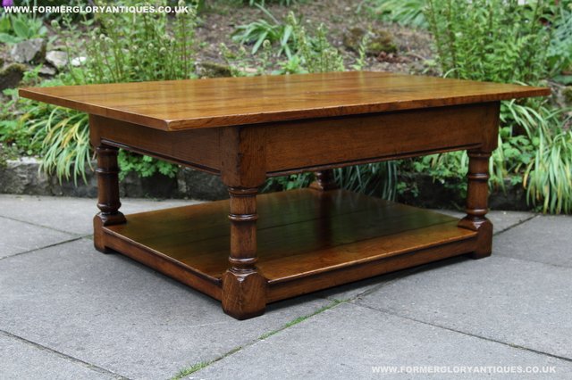Image 29 of TITCHMARSH GOODWIN STYLE OAK POTBOARD SIDE END COFFEE TABLE