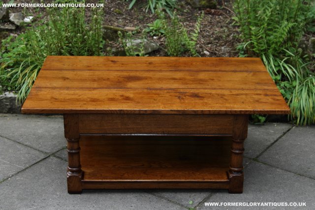 Image 30 of TITCHMARSH GOODWIN STYLE OAK POTBOARD SIDE END COFFEE TABLE