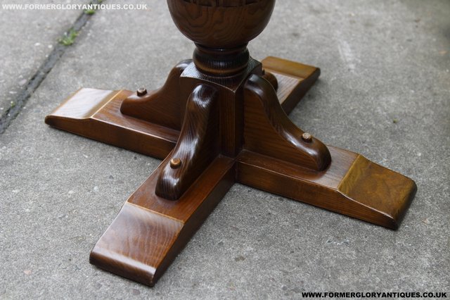 Image 13 of OLD CHARM NATHAN CARVED OAK COFFEE WINE OCCASIONAL TABLE
