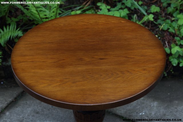 Image 17 of OLD CHARM NATHAN CARVED OAK COFFEE WINE OCCASIONAL TABLE