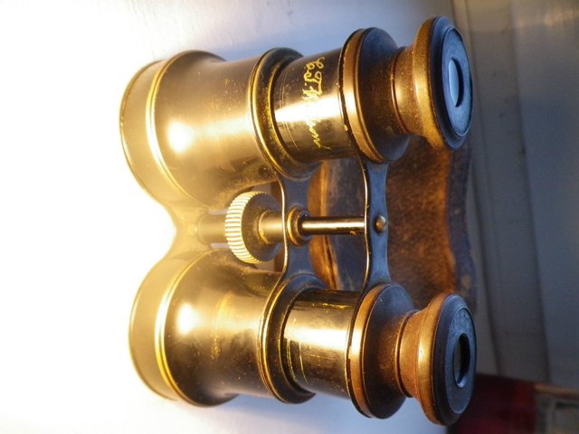 Preview of the first image of 1880's Binoculars in original leather silk lined case.