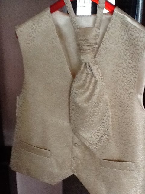 Preview of the first image of For saleMan waistcoat +tie in cream.