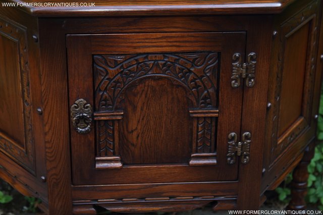 Image 2 of OLD CHARM OAK CABINET CANTED LAMP TABLE CUPBOARD SIDEBOARD
