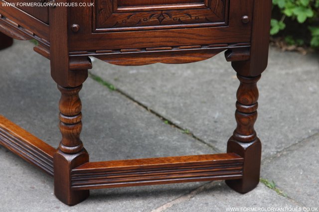 Image 10 of OLD CHARM OAK CABINET CANTED LAMP TABLE CUPBOARD SIDEBOARD