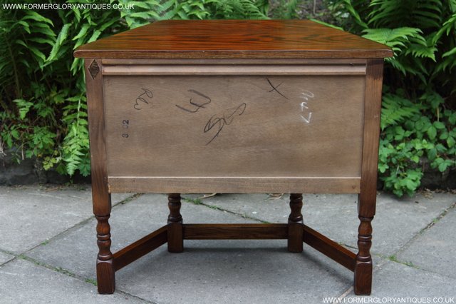 Image 17 of OLD CHARM OAK CABINET CANTED LAMP TABLE CUPBOARD SIDEBOARD