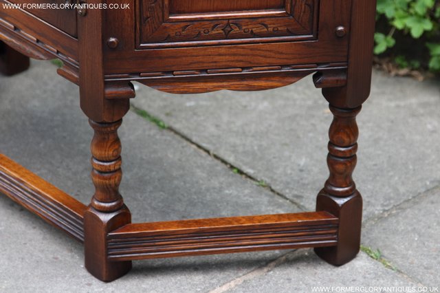 Image 18 of OLD CHARM OAK CABINET CANTED LAMP TABLE CUPBOARD SIDEBOARD
