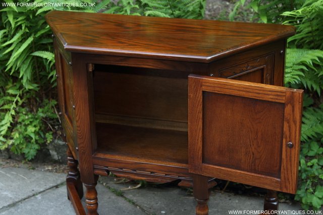 Image 22 of OLD CHARM OAK CABINET CANTED LAMP TABLE CUPBOARD SIDEBOARD