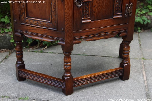Image 24 of OLD CHARM OAK CABINET CANTED LAMP TABLE CUPBOARD SIDEBOARD