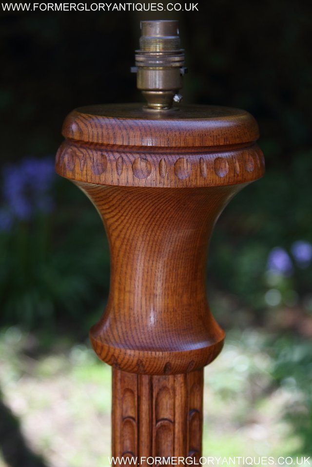 Image 3 of RUPERT NIGEL GRIFFITHS CARVED OAK STANDARD CHAIR LAMP