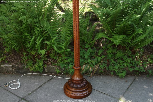 Image 4 of RUPERT NIGEL GRIFFITHS CARVED OAK STANDARD CHAIR LAMP