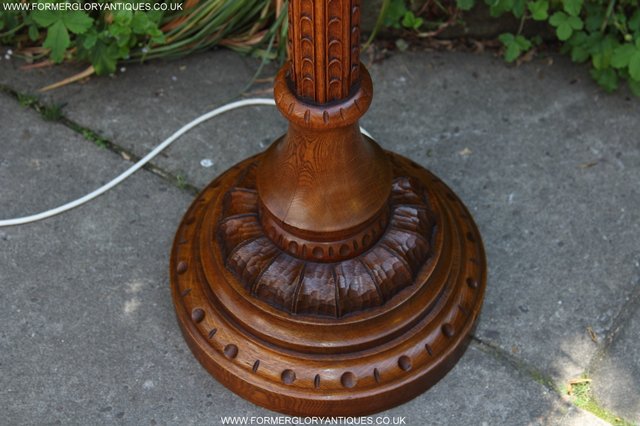 Image 6 of RUPERT NIGEL GRIFFITHS CARVED OAK STANDARD CHAIR LAMP