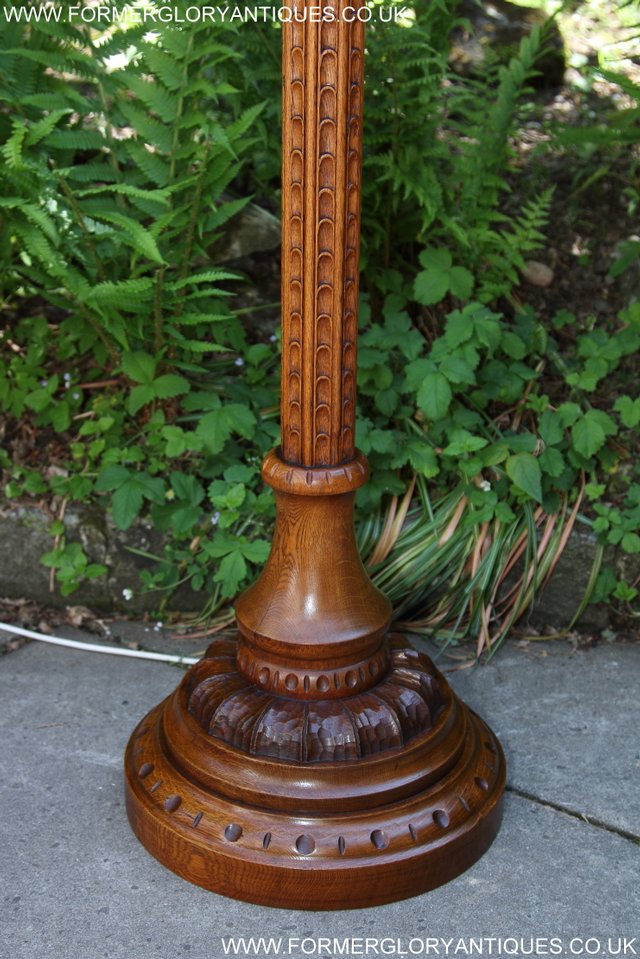 Image 7 of RUPERT NIGEL GRIFFITHS CARVED OAK STANDARD CHAIR LAMP