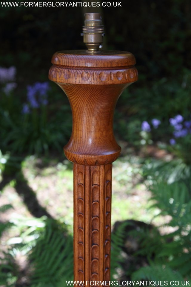 Image 8 of RUPERT NIGEL GRIFFITHS CARVED OAK STANDARD CHAIR LAMP