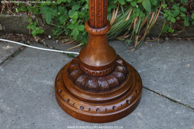 Image 9 of RUPERT NIGEL GRIFFITHS CARVED OAK STANDARD CHAIR LAMP