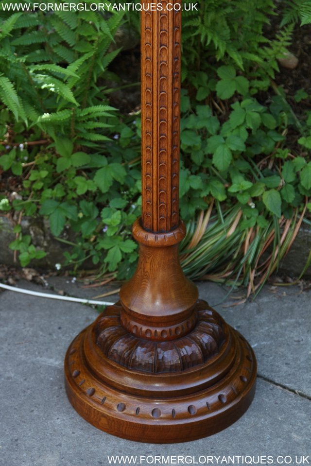 Image 11 of RUPERT NIGEL GRIFFITHS CARVED OAK STANDARD CHAIR LAMP