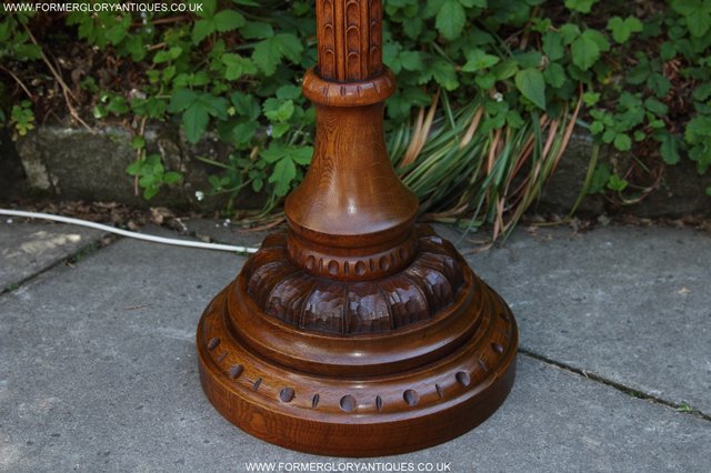 Image 12 of RUPERT NIGEL GRIFFITHS CARVED OAK STANDARD CHAIR LAMP