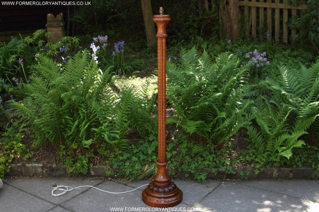 Image 13 of RUPERT NIGEL GRIFFITHS CARVED OAK STANDARD CHAIR LAMP