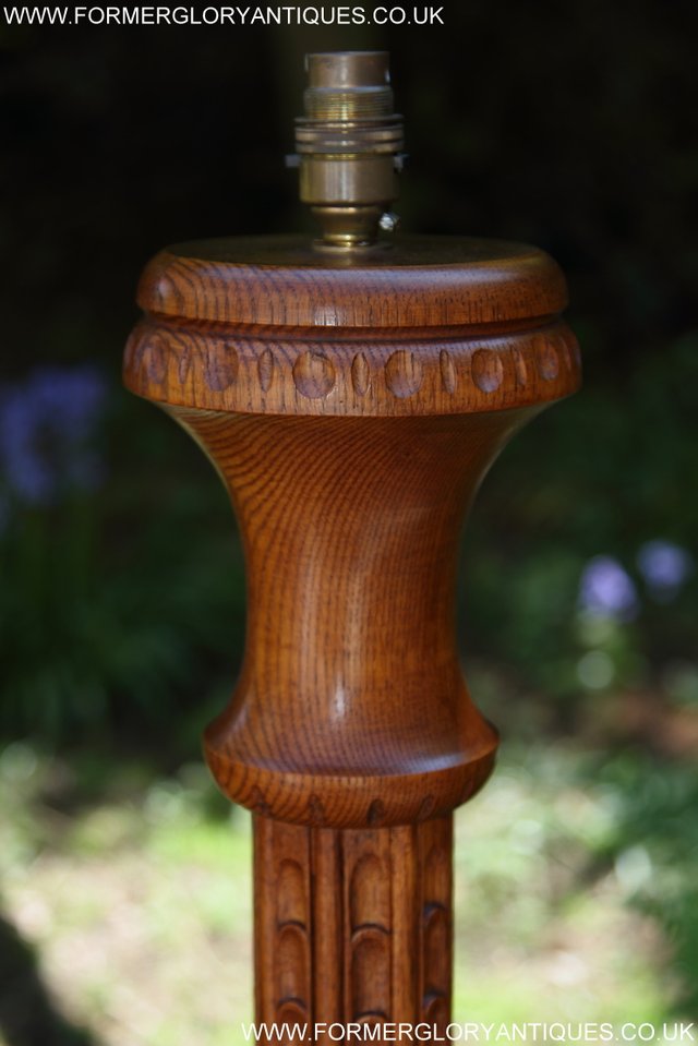 Image 14 of RUPERT NIGEL GRIFFITHS CARVED OAK STANDARD CHAIR LAMP