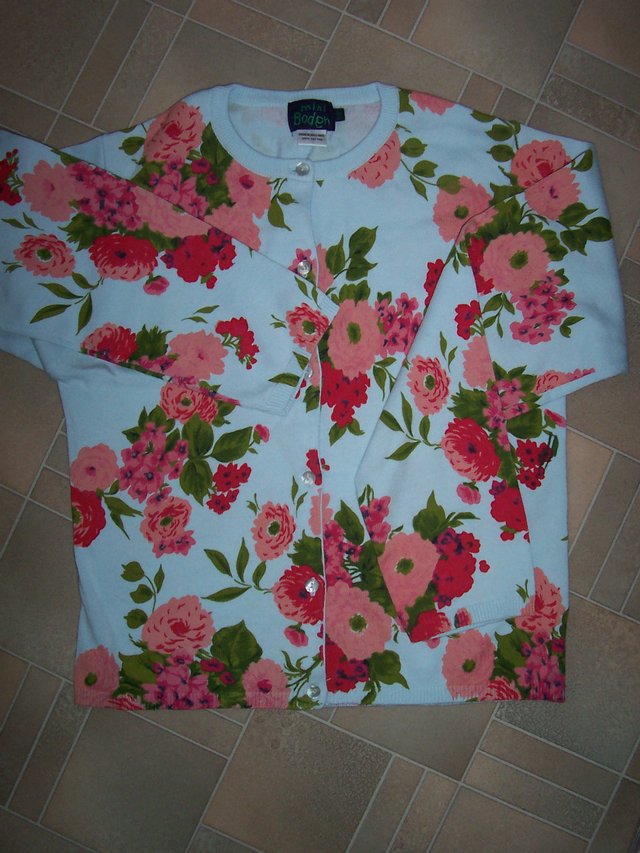 Preview of the first image of New Boden floral print cotton cardigan - age 13-14 yrs.