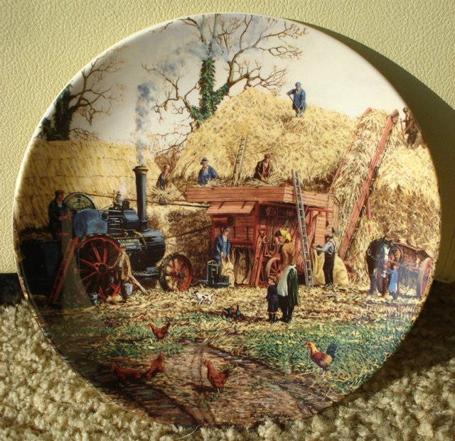 Preview of the first image of NEW WEDGWOOD THRESHING THE FARM YEAR DANBURY MINT PLATE.