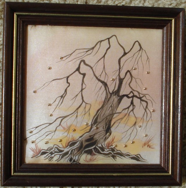 Preview of the first image of NEW UNIQUE FRAMED HAND PAINTING ON SILK BY IRIS BOWEN EVANS.