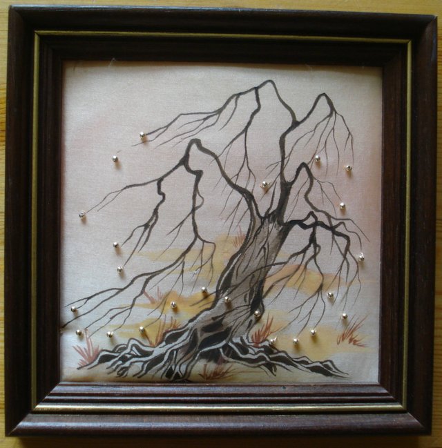 Image 3 of NEW UNIQUE FRAMED HAND PAINTING ON SILK BY IRIS BOWEN EVANS