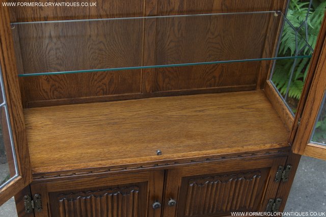 Image 25 of OLD CHARM LIGHT OAK CHINA DISPLAY CABINET CUPBOARD BOOKCASE