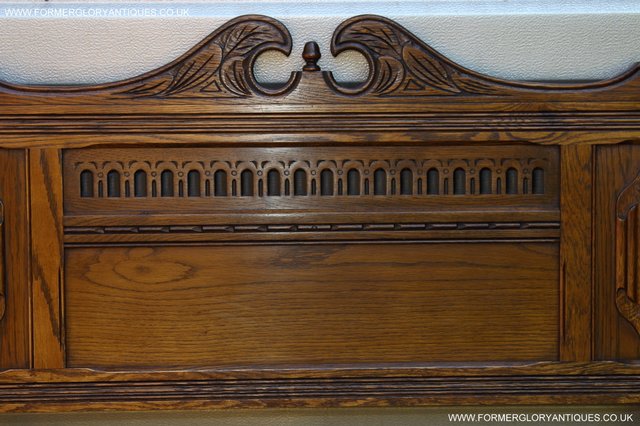 Image 4 of OLD CHARM CARVED LIGHT OAK BEDROOM DOUBLE BED HEADBOARD