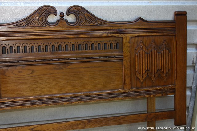 Image 5 of OLD CHARM CARVED LIGHT OAK BEDROOM DOUBLE BED HEADBOARD