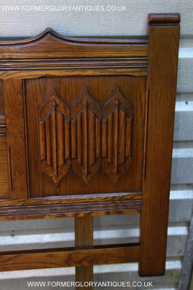 Image 8 of OLD CHARM CARVED LIGHT OAK BEDROOM DOUBLE BED HEADBOARD