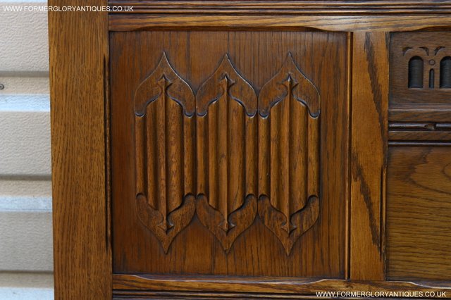 Image 12 of OLD CHARM CARVED LIGHT OAK BEDROOM DOUBLE BED HEADBOARD
