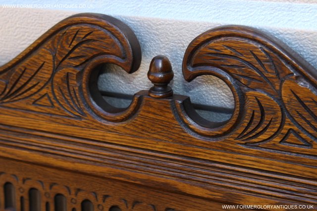Image 13 of OLD CHARM CARVED LIGHT OAK BEDROOM DOUBLE BED HEADBOARD