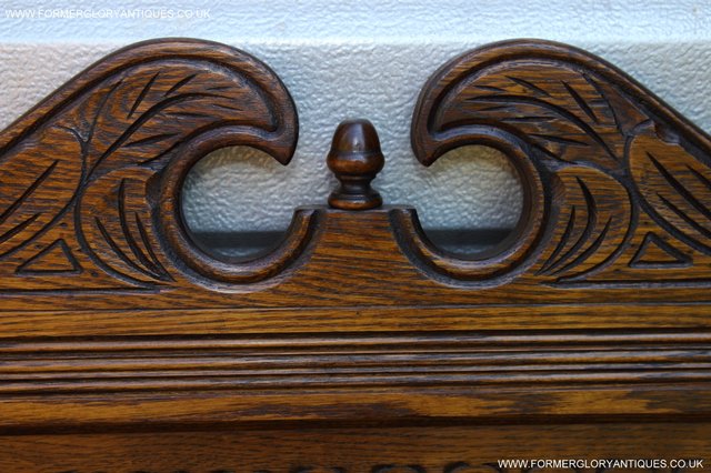 Image 19 of OLD CHARM CARVED LIGHT OAK BEDROOM DOUBLE BED HEADBOARD