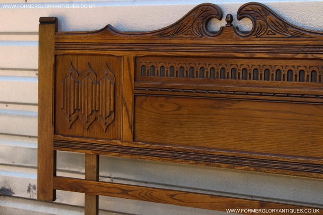 Image 20 of OLD CHARM CARVED LIGHT OAK BEDROOM DOUBLE BED HEADBOARD