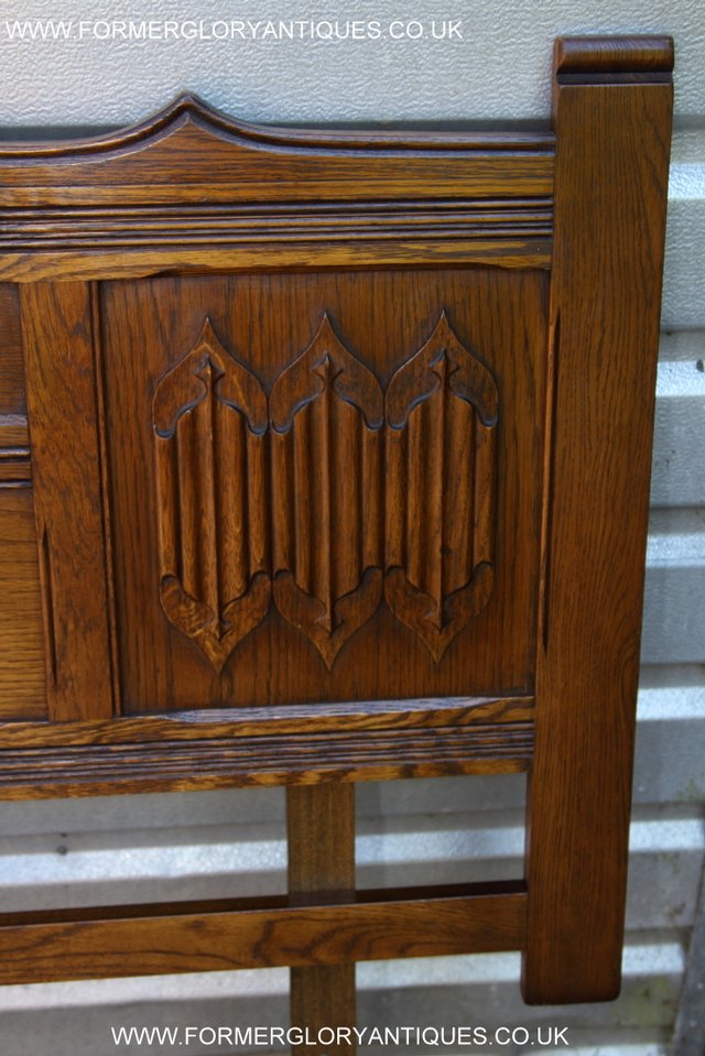 Image 23 of OLD CHARM CARVED LIGHT OAK BEDROOM DOUBLE BED HEADBOARD