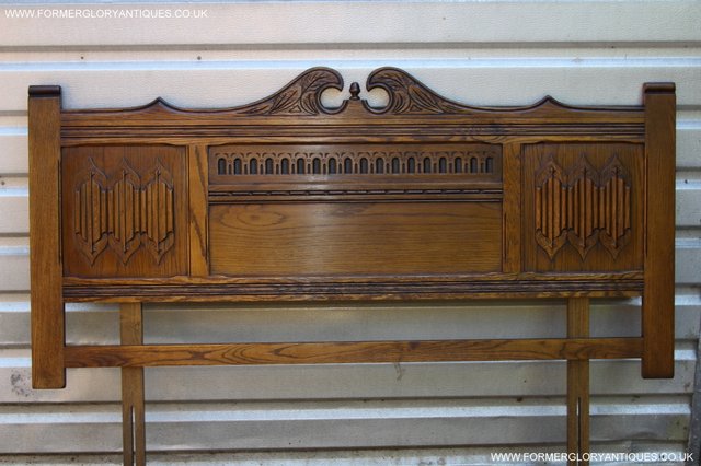 Image 24 of OLD CHARM CARVED LIGHT OAK BEDROOM DOUBLE BED HEADBOARD