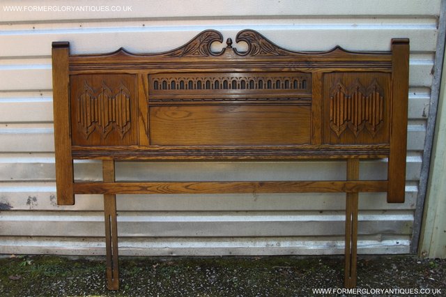 Image 30 of OLD CHARM CARVED LIGHT OAK BEDROOM DOUBLE BED HEADBOARD