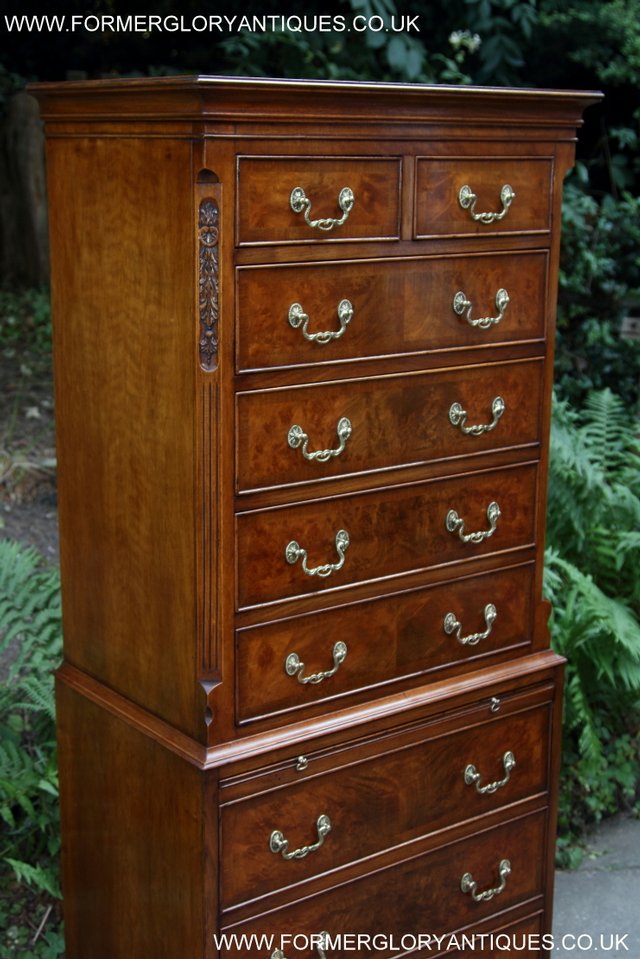 Image 7 of BEVAN FUNNELL MAHOGANY BURR WALNUT CHEST ON CHEST OF DRAWERS