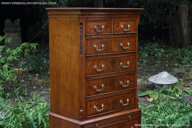 Image 10 of BEVAN FUNNELL MAHOGANY BURR WALNUT CHEST ON CHEST OF DRAWERS